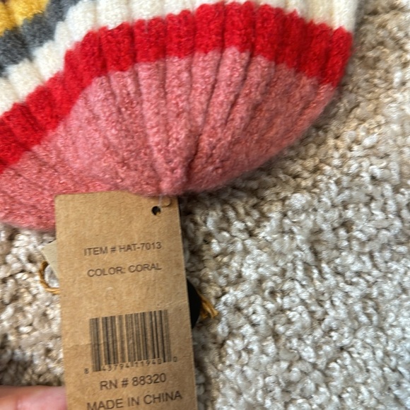 C.C Multi Color Striped Ribbed Beanie Hat - Picture 5 of 7